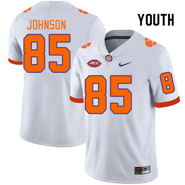 Youth #85 Charlie Johnson Clemson Tigers College Football Jerseys Stitched Sale-White - Click Image to Close